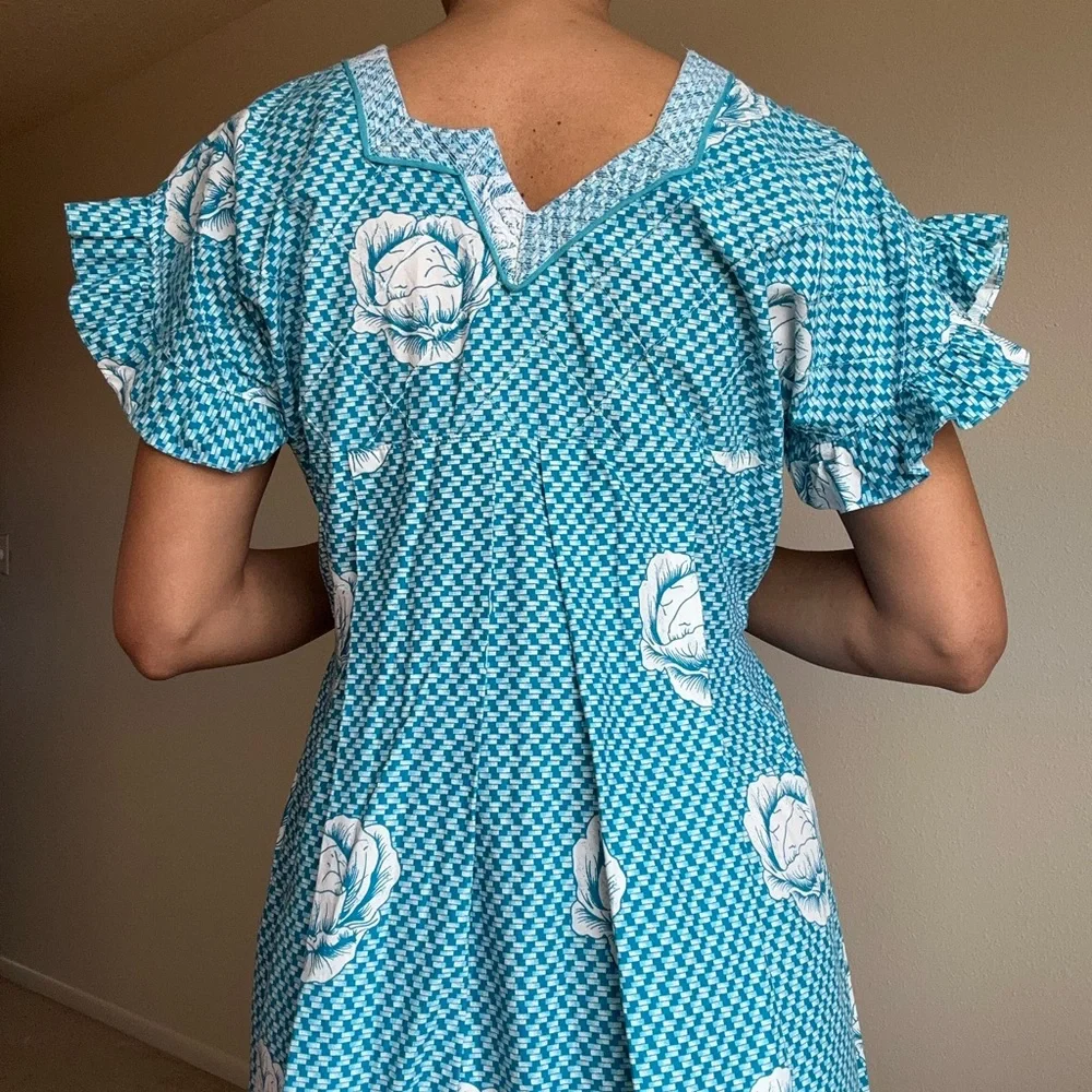 Blue Floral Women's Dress - Picture 6 of 8